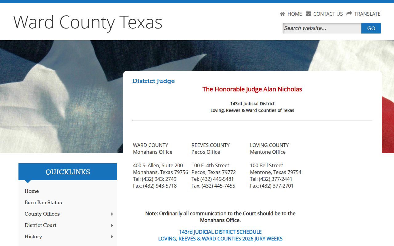Ward County criminal court cases on the 143rd District Court page
