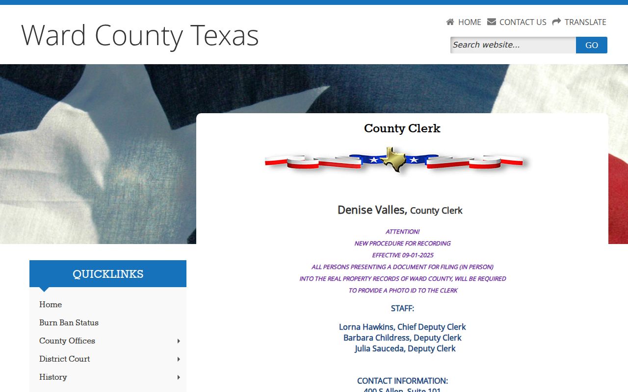 Ward County misdemeanor criminal court case records at the County Clerk