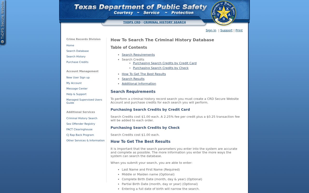 Ward County criminal record matching guidance from Texas DPS