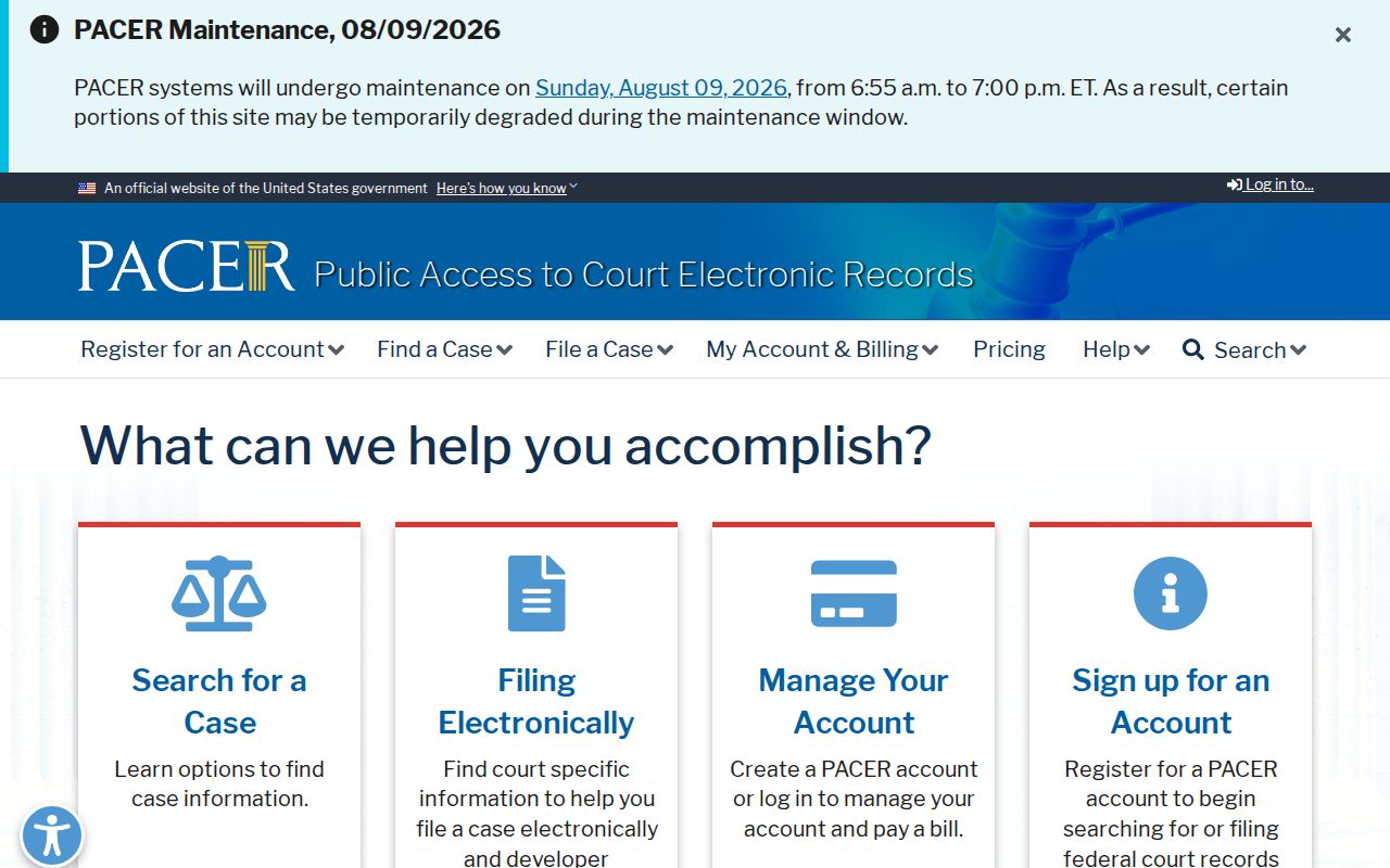 Ward County criminal case search boundary at the federal PACER service