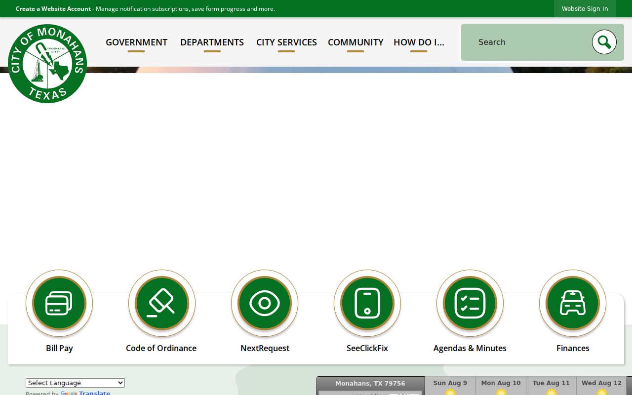 Monahans criminal records city government contact page